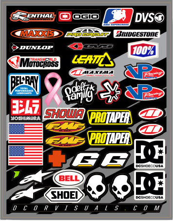 Helmet Logos Decal Sheet 9.5"x12"