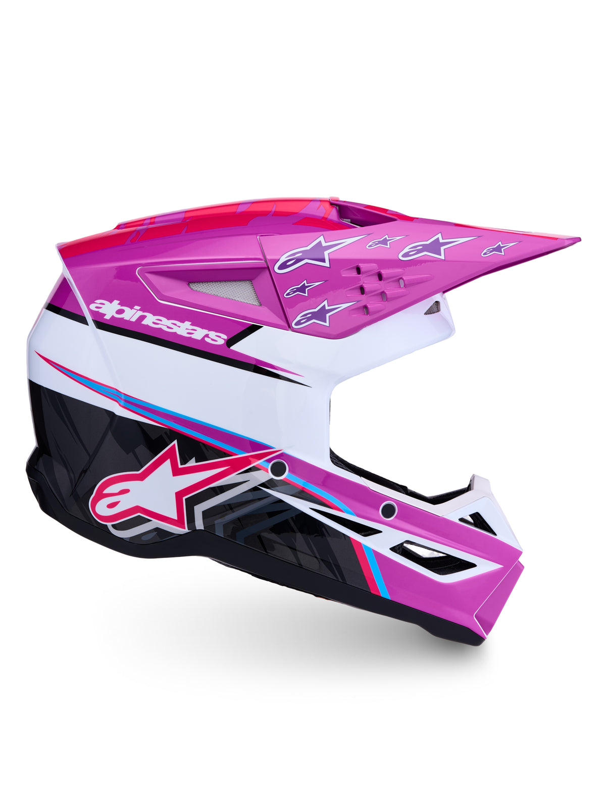 S M3 Falcon Helmet Ece06/Dot Prpl/Wht/Blk/Pink Fl Gl Lg