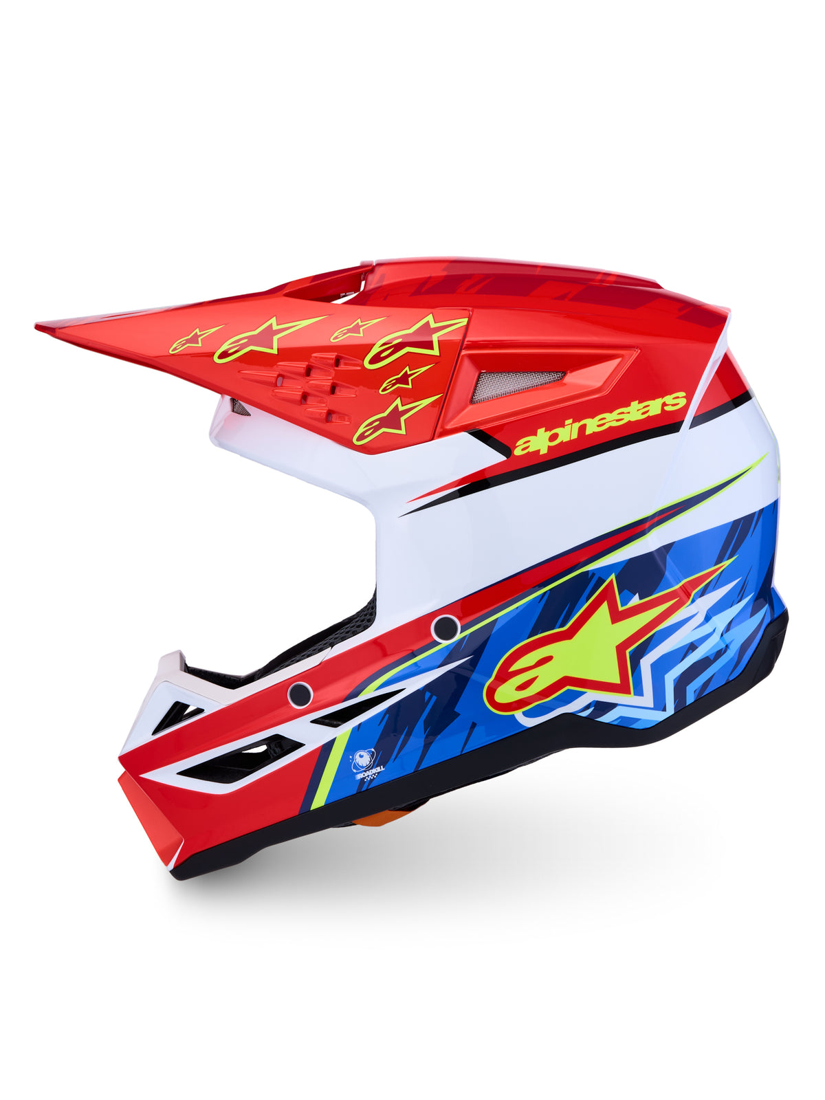 S M3 Falcon Helmet Ece06/Dot Red Fl/Wht/Blue/Yl Flgl Md
