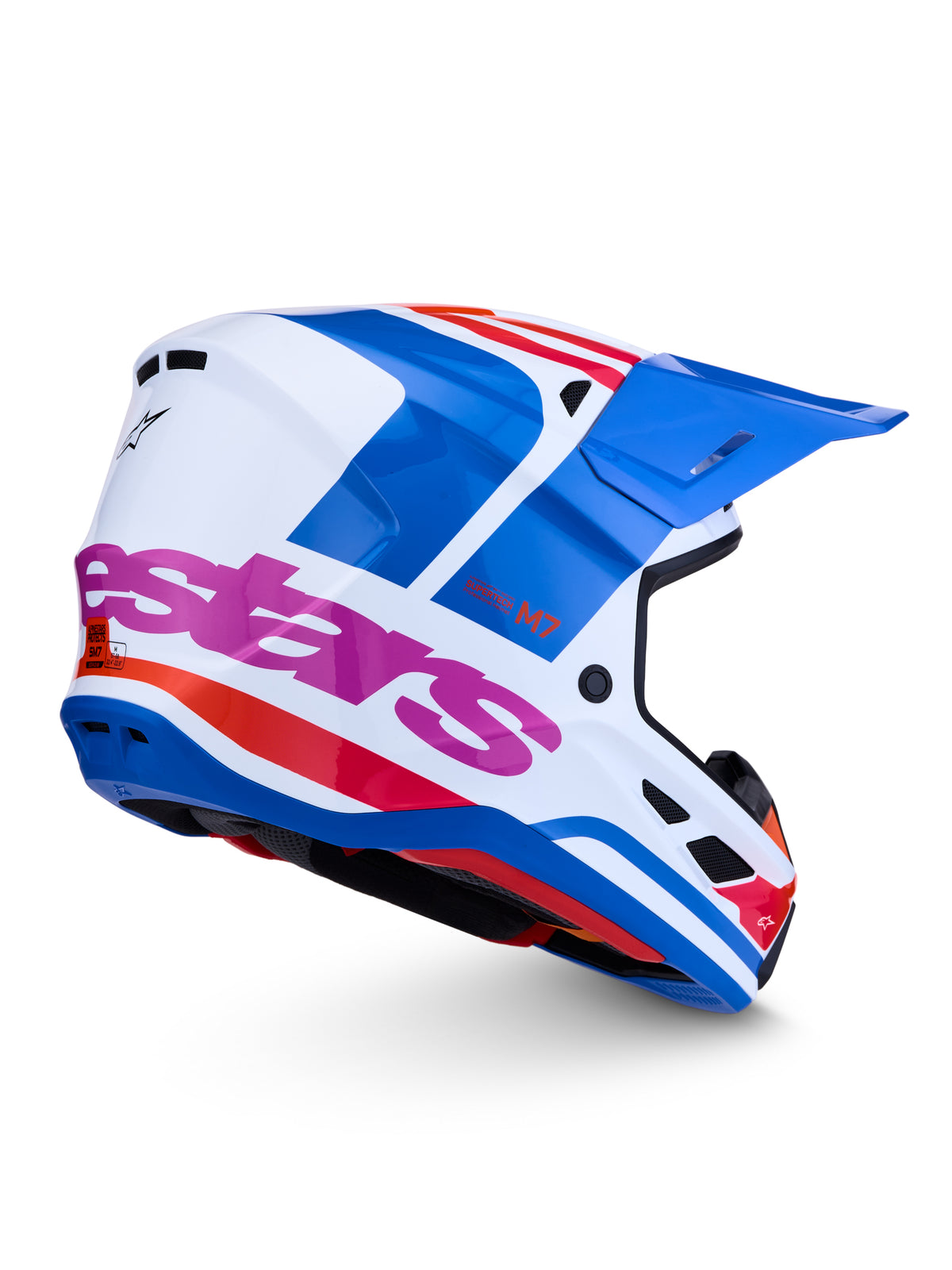 S M7 Core Helmet Ece06/Dot Wht/Blue/Org/Pink Glossy Lg