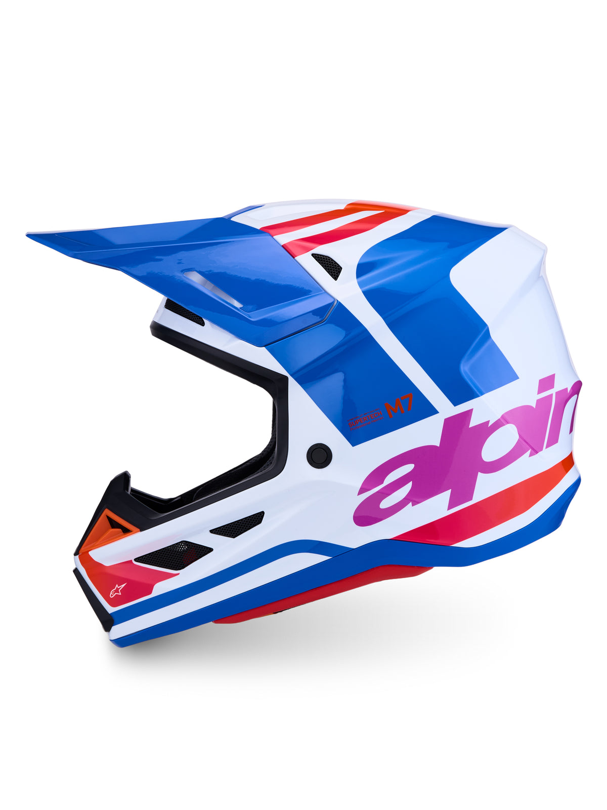 S M7 Core Helmet Ece06/Dot Wht/Blue/Org/Pink Glossy Sm