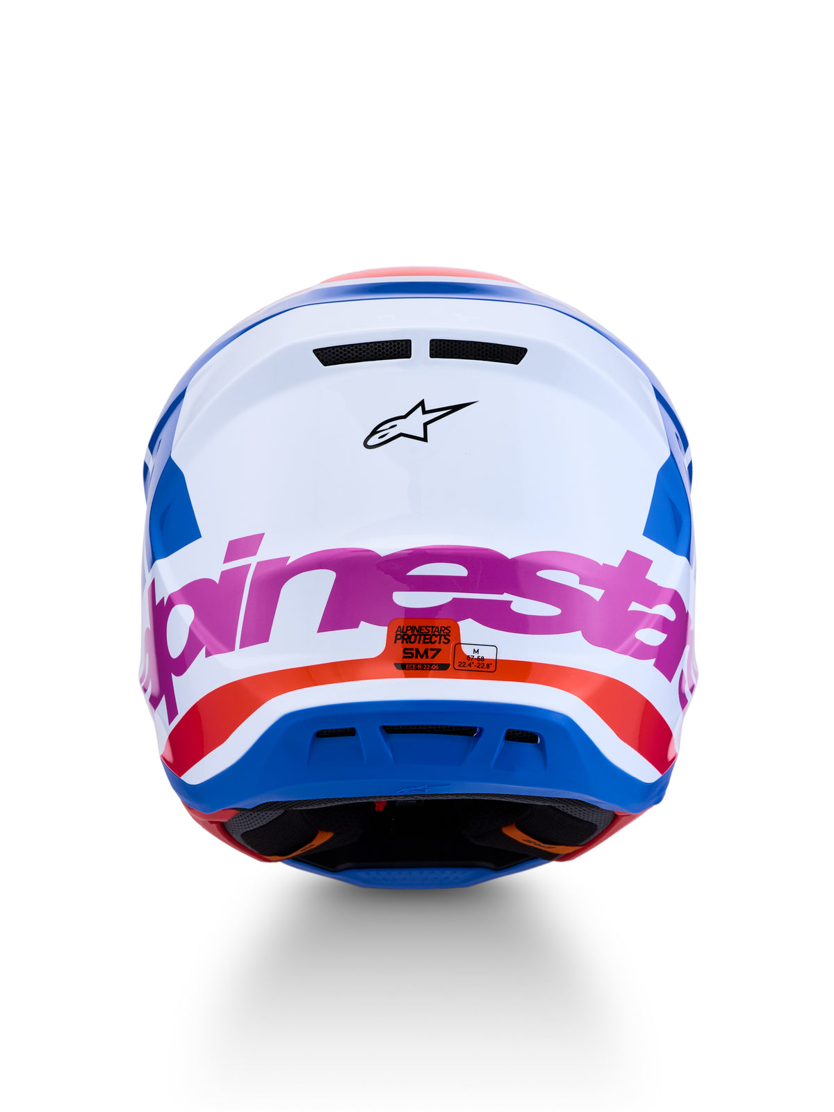 S M7 Core Helmet Ece06/Dot Wht/Blue/Org/Pink Glossy Lg