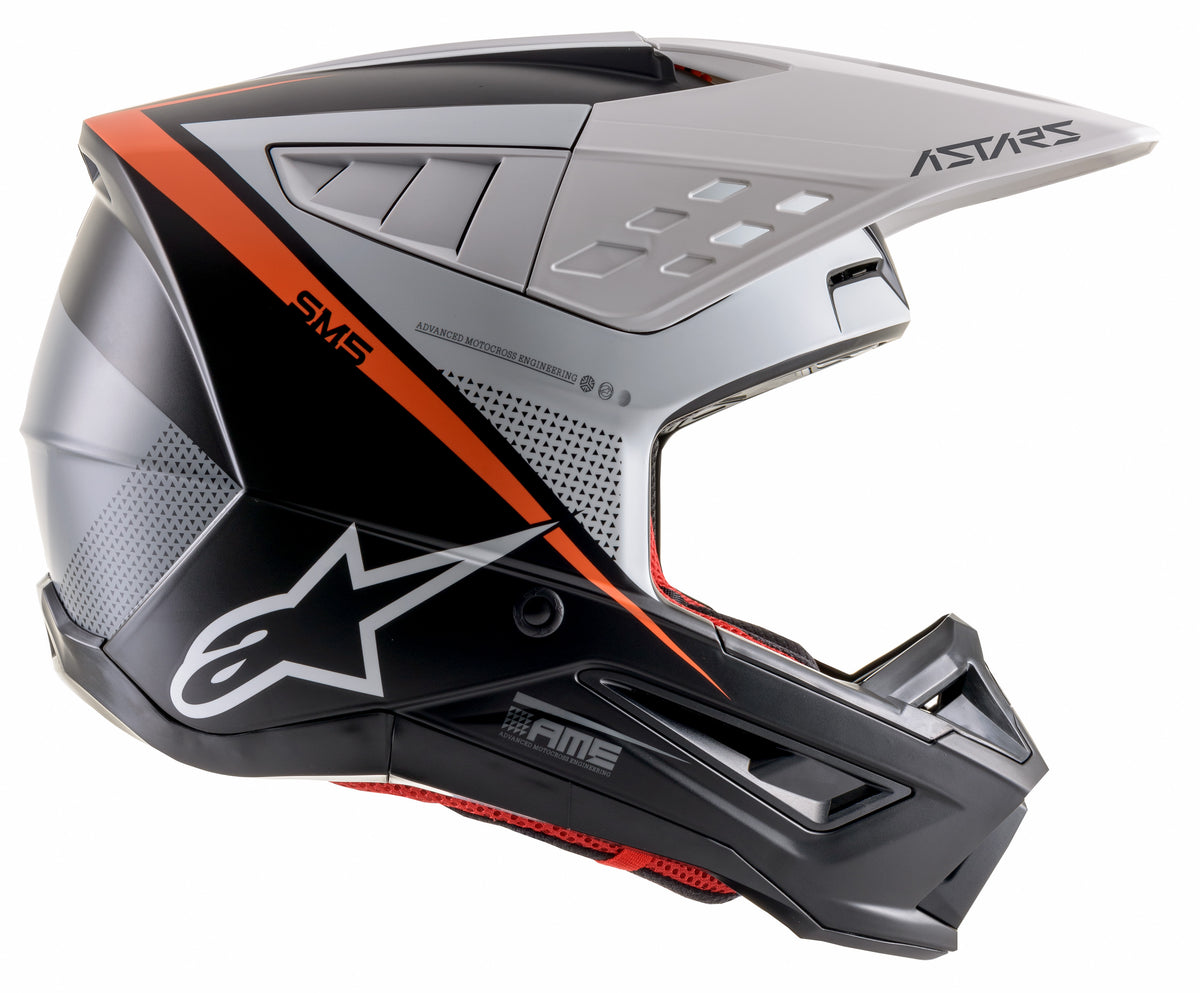 S M5 Rayon Helmet Matte Blk/Wht/Orange Fluo Md