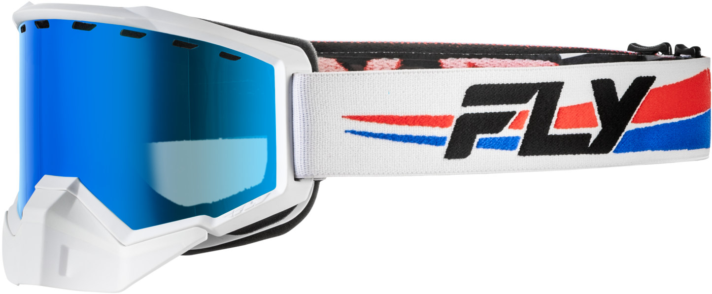 Focus Snow Goggle Whte/blue W/blue Mirror/blue Lens