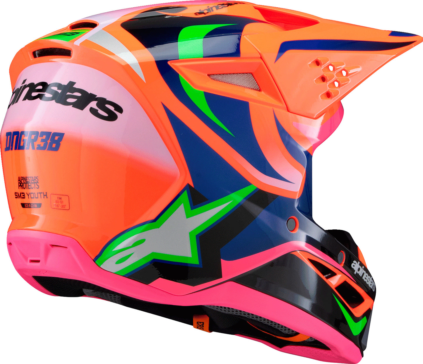 Sm3 Youth Deegan Helmet Orng Flo/prpl/pnk Fluo Ys