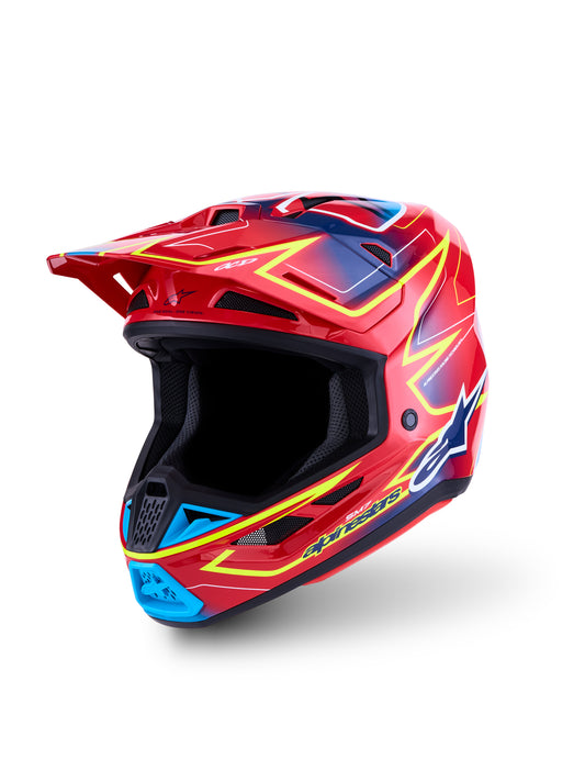 S-m7 Cast Helmet Ece06/dot Red/yllw Fluo/blue Glossy Xl