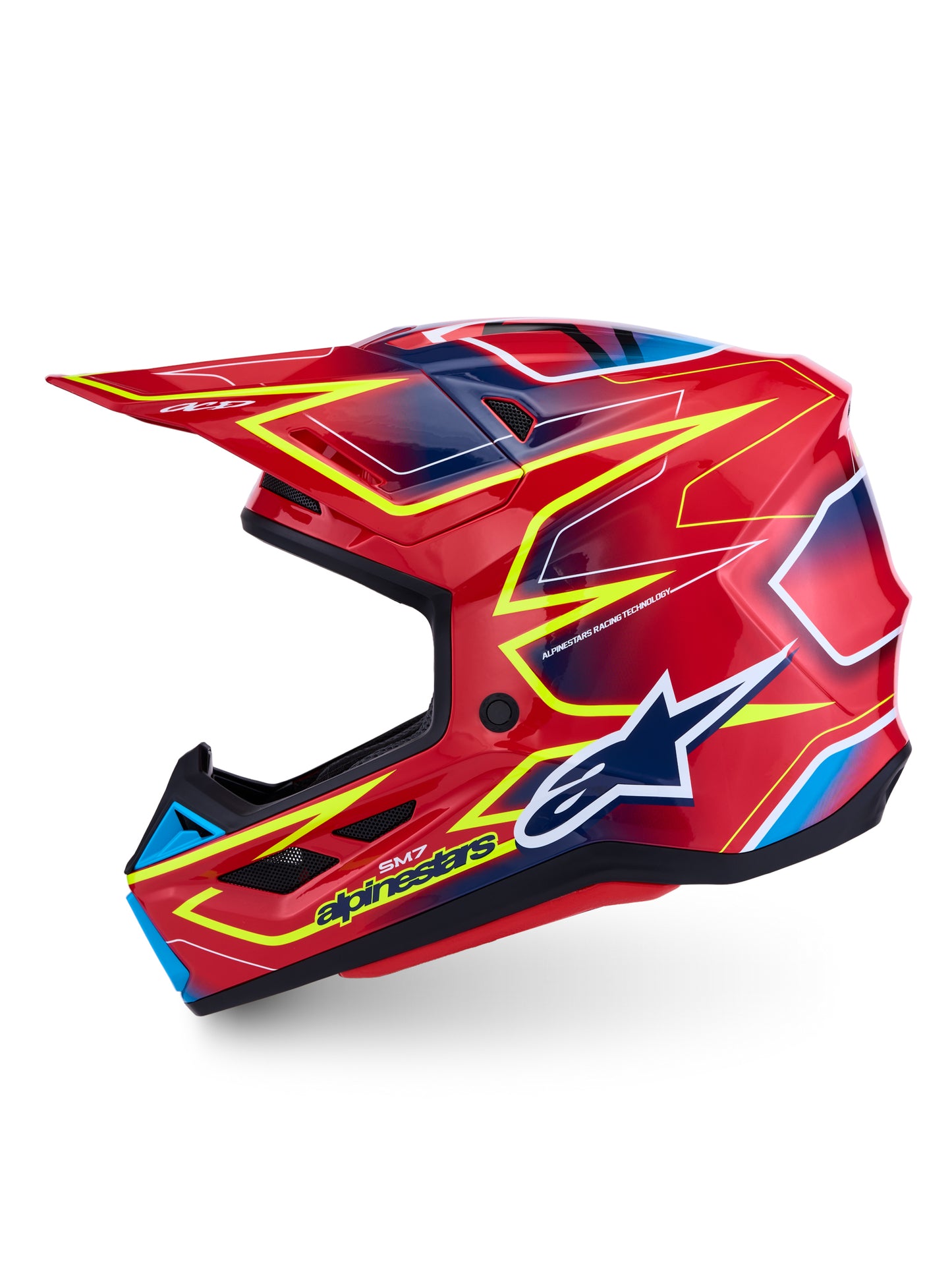 S-m7 Cast Helmet Ece06/dot Red/yllw Fluo/blue Glossy Xl