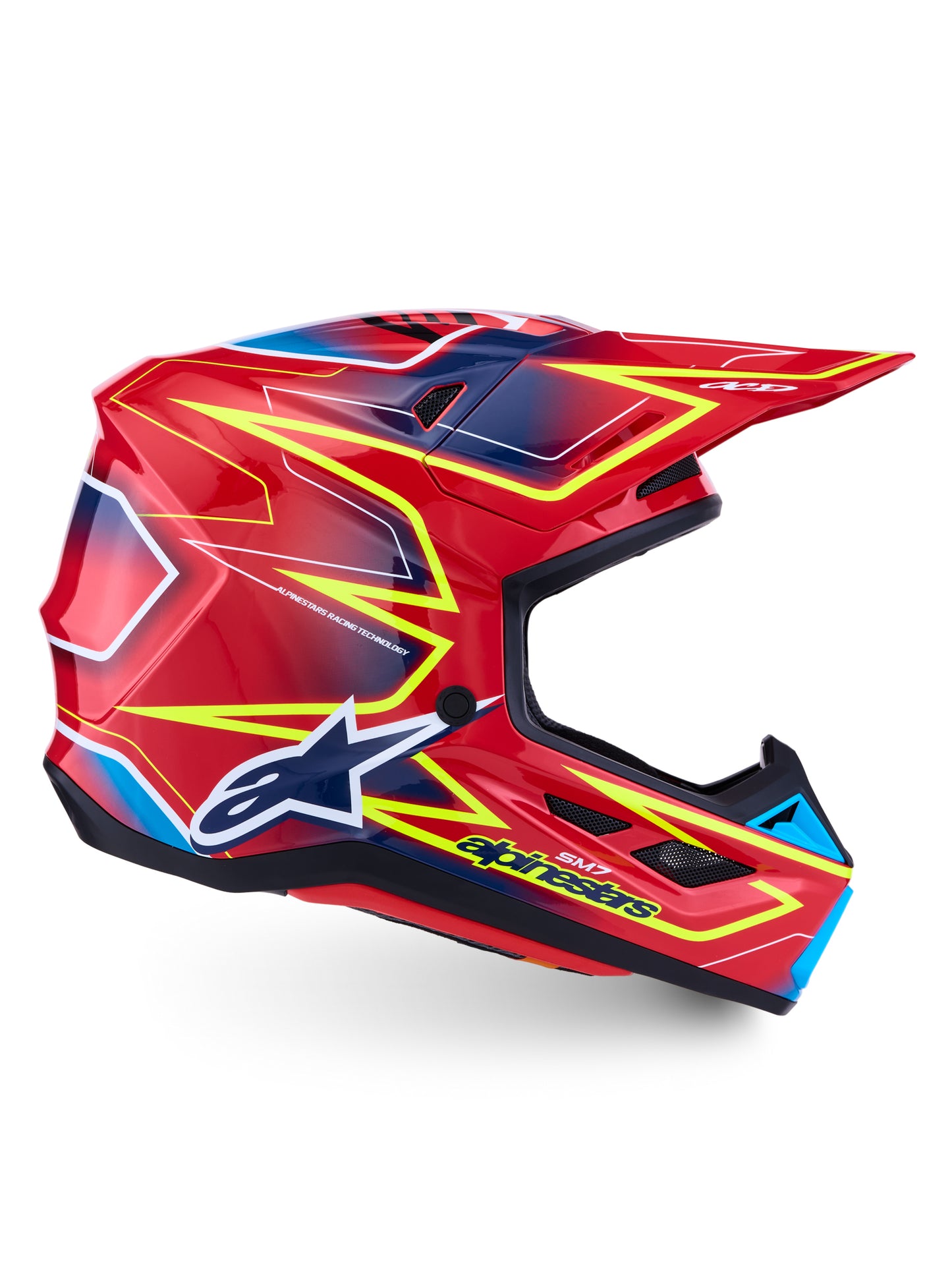 S-m7 Cast Helmet Ece06/dot Red/yllw Fluo/blue Glossy Xl