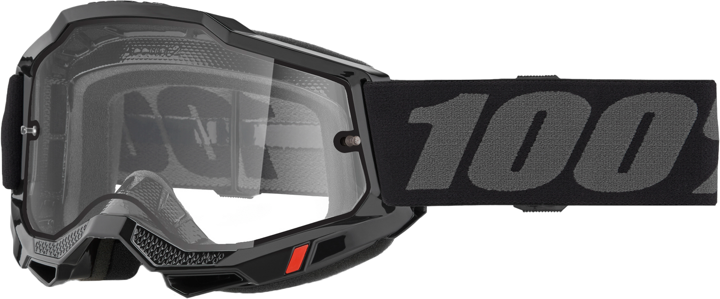 100% Accuri 2 Enduro Moto Goggle Black Clear Lens