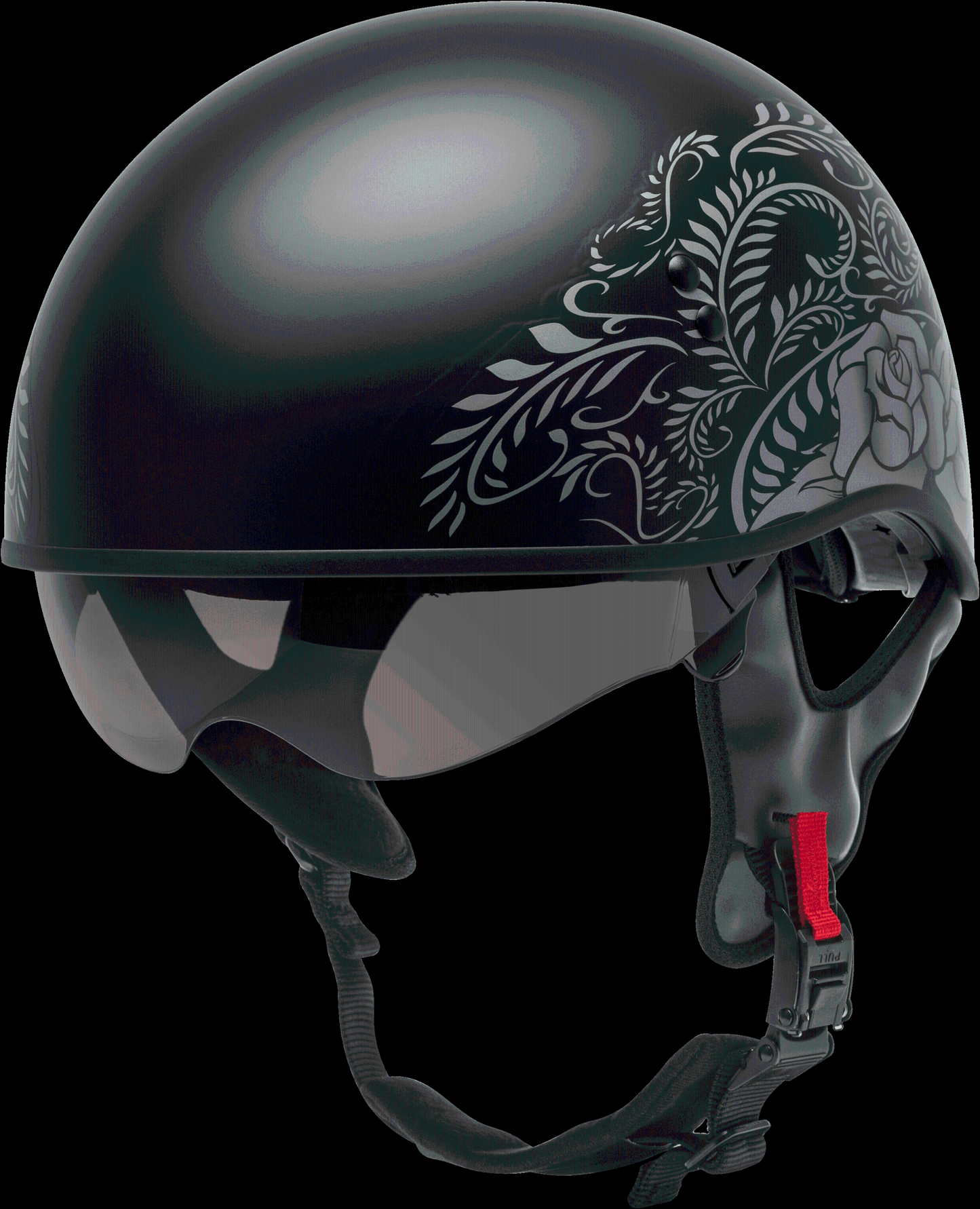 Hh-65 Half Helmet Rose Naked Matte Black/silver Xs
