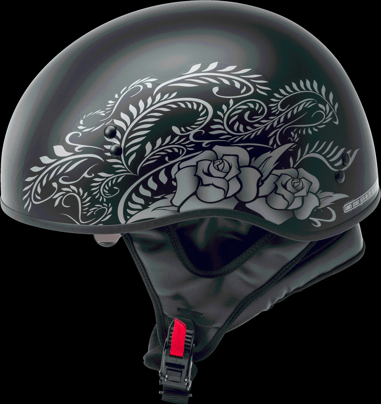Hh-65 Half Helmet Rose Naked Matte Black/silver Xs