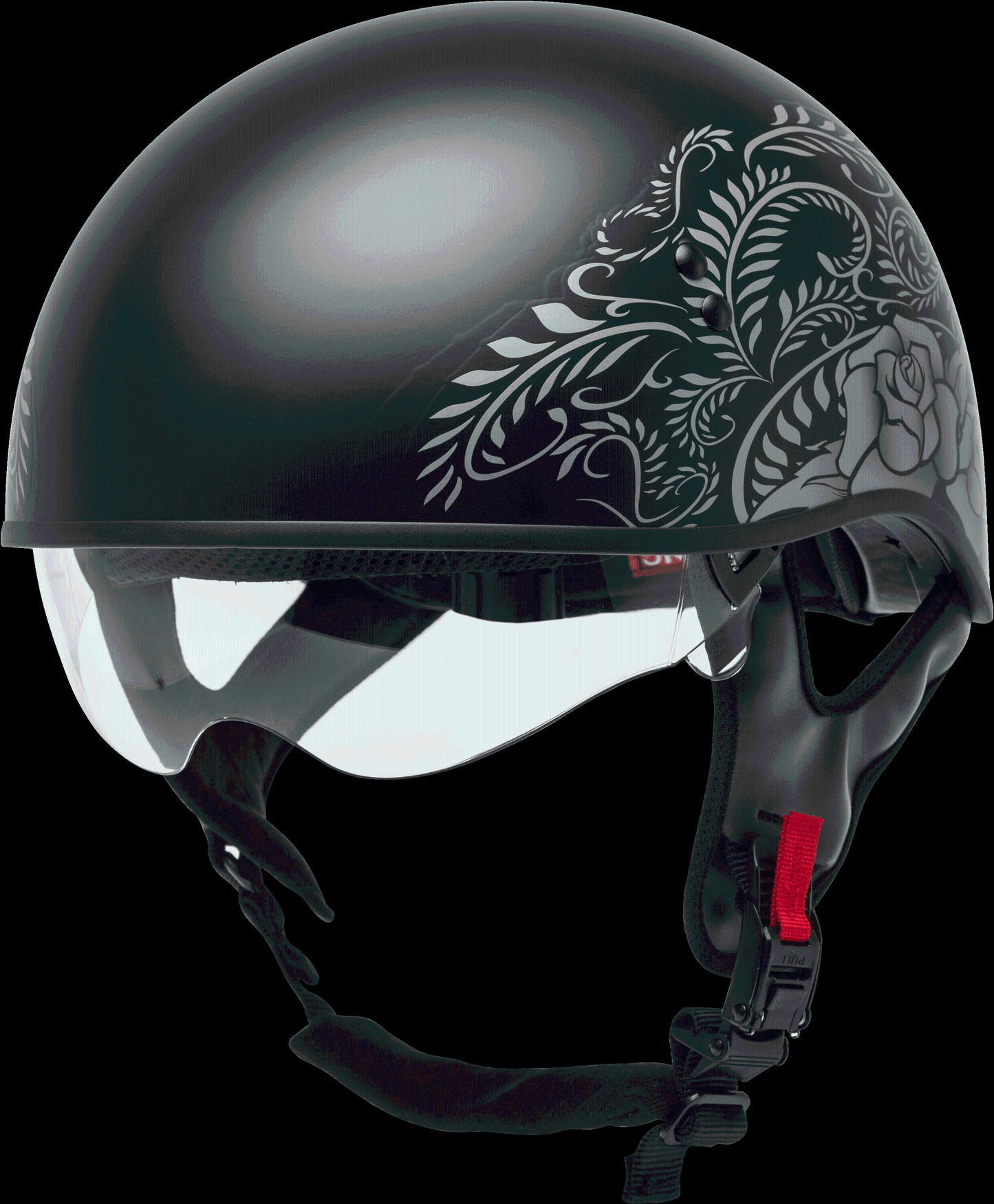 Hh-65 Half Helmet Rose Naked Matte Black/silver Xs