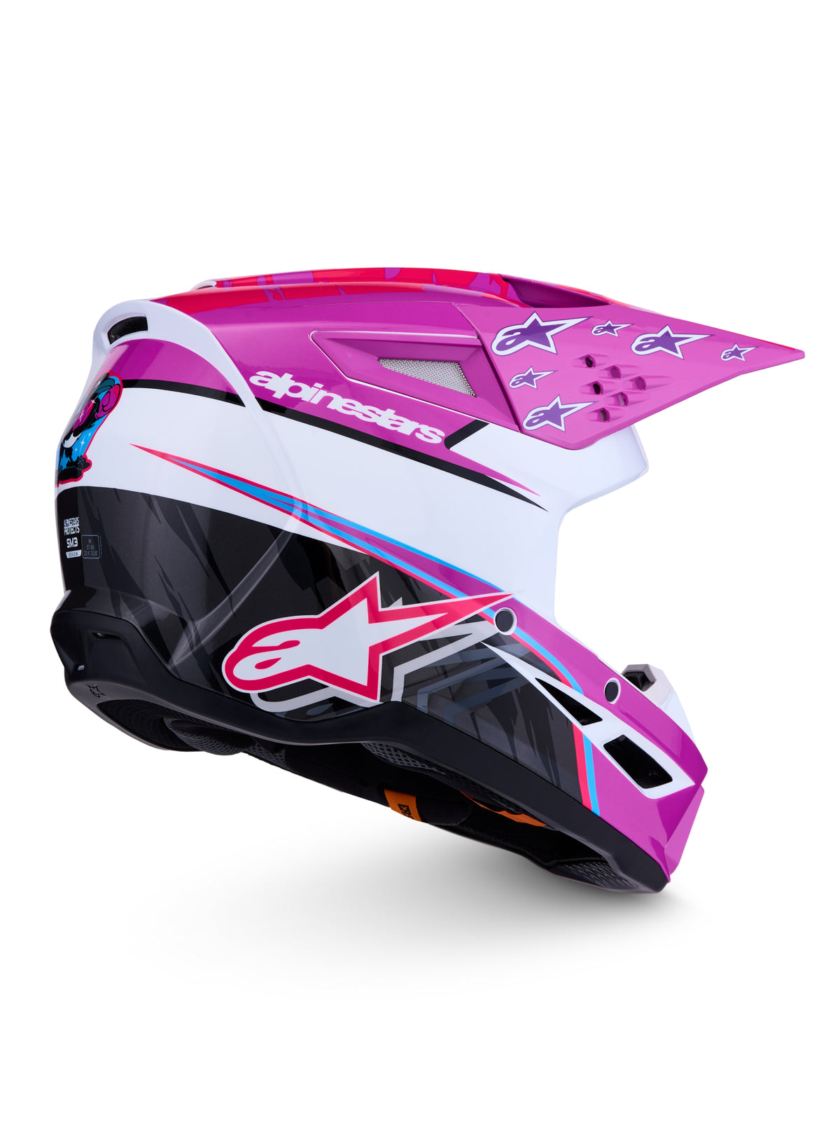 S M3 Falcon Helmet Ece06/Dot Prpl/Wht/Blk/Pink Fl Gl Sm