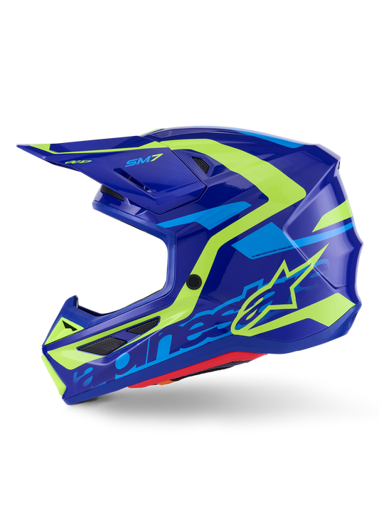 Sm7 Deed Helmet Blue/Ylw Fluo Glossy Lg