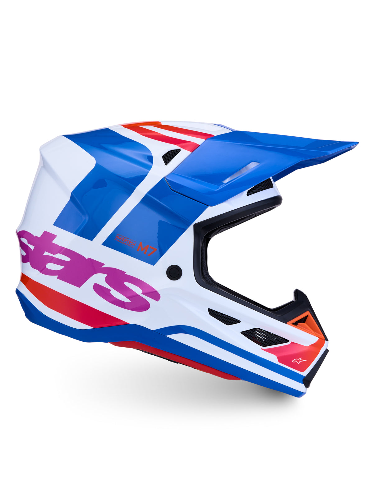 S M7 Core Helmet Ece06/Dot Wht/Blue/Org/Pink Glossy Sm