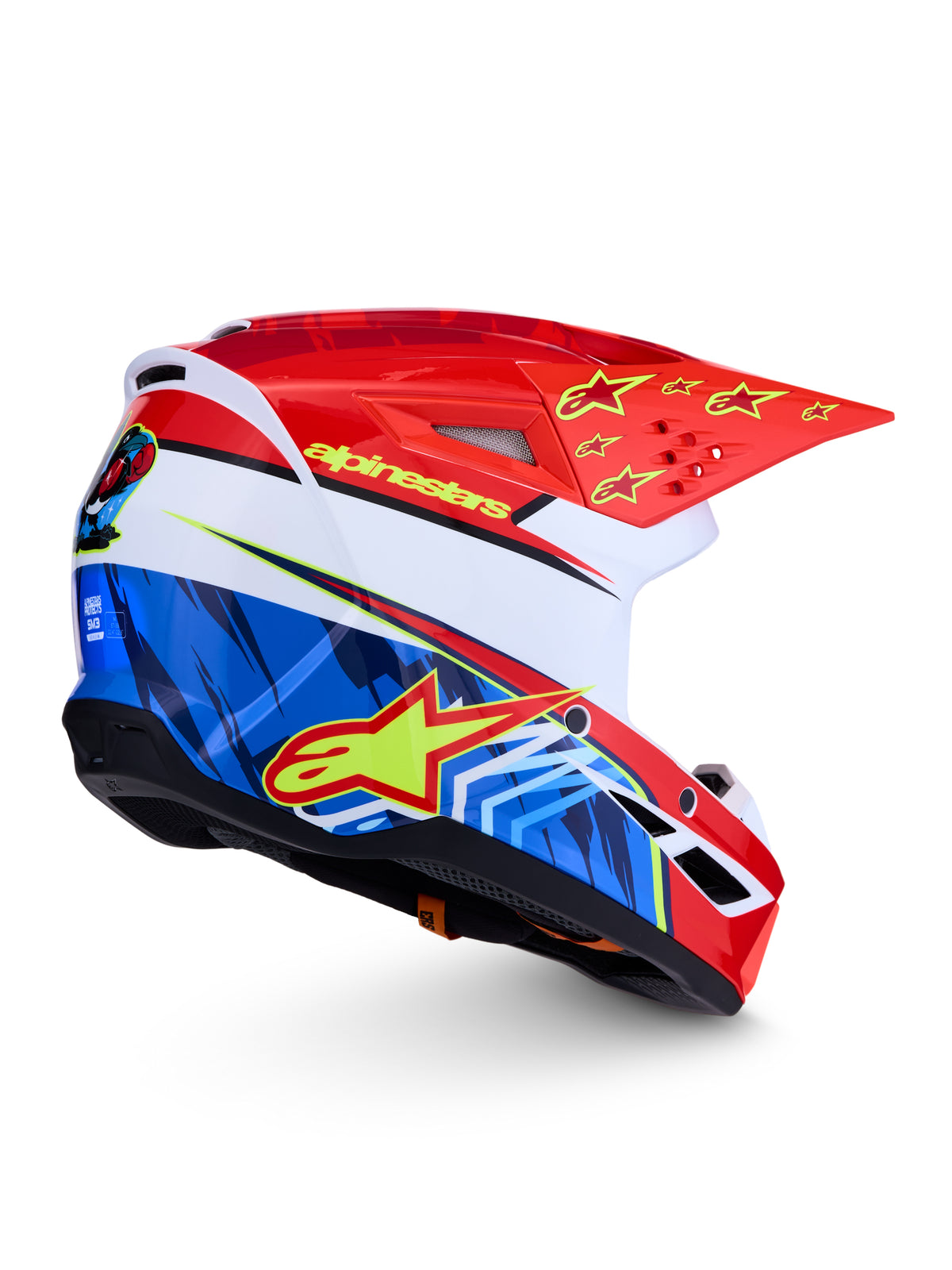 S M3 Falcon Helmet Ece06/Dot Red Fl/Wht/Blue/Yl Flgl Sm
