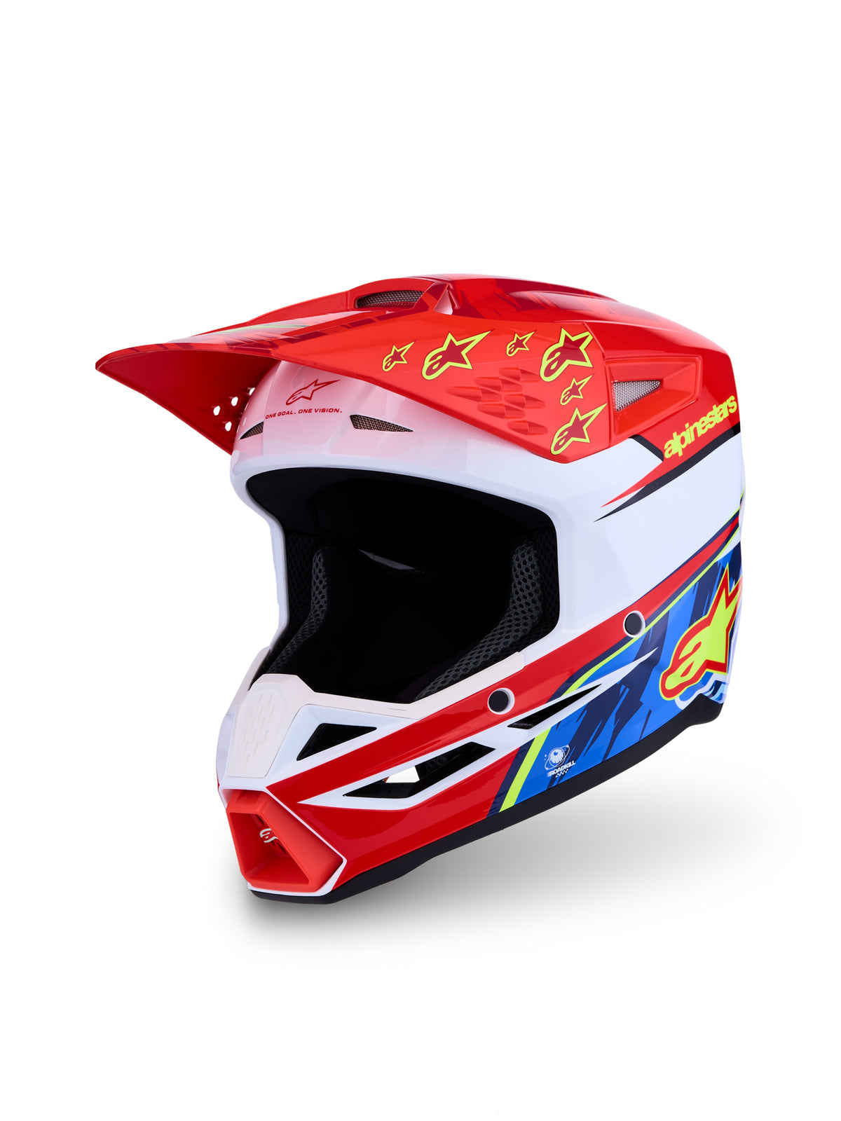S M3 Falcon Helmet Ece06/Dot Red Fl/Wht/Blue/Yl Flgl Sm